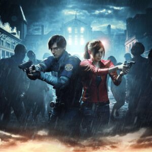 Leon Kennedy and Claire Redfield from the Resident Evil 2 Remake