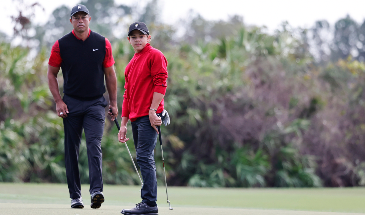 Tiger Woods and Charlie Woods