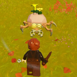 An image showing a Roller in LEGO Fortnite who drop Shells