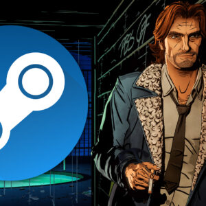 An image showing Bigby Wolf and the Steam logo