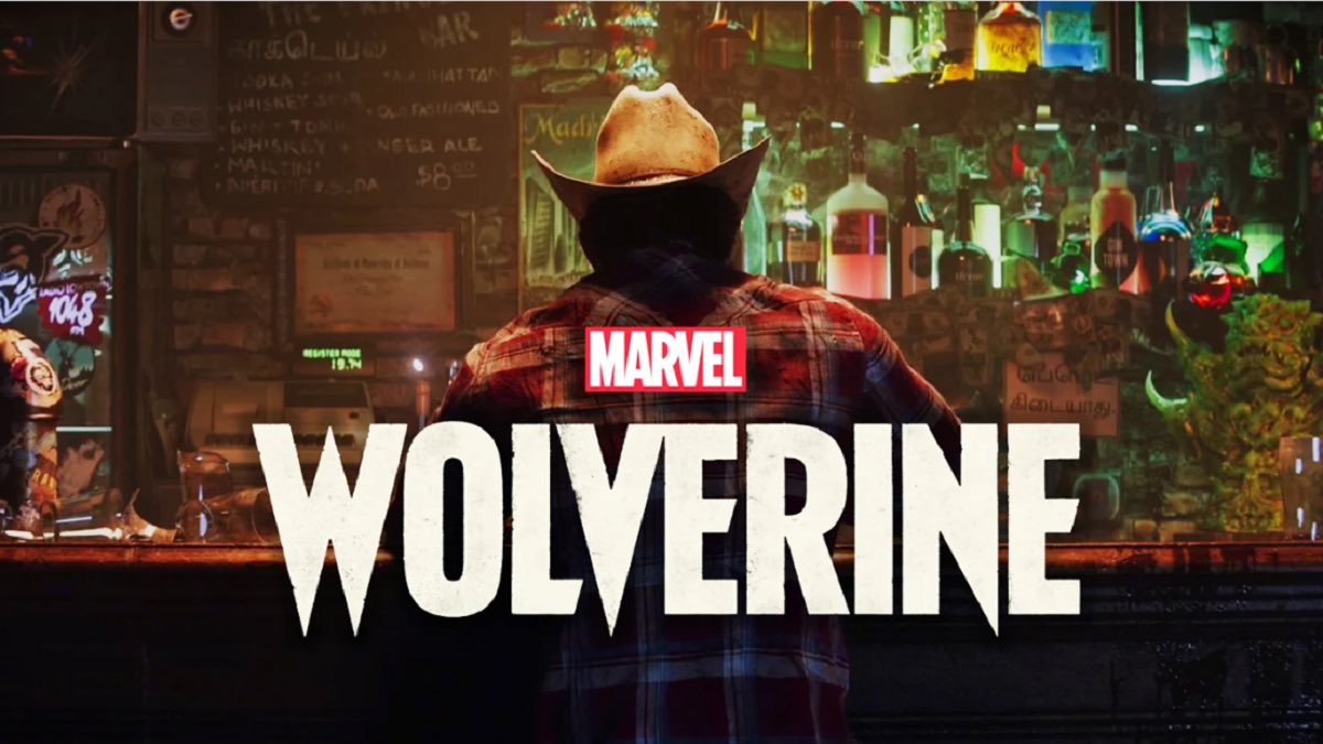 Wolverine sitting at a bar