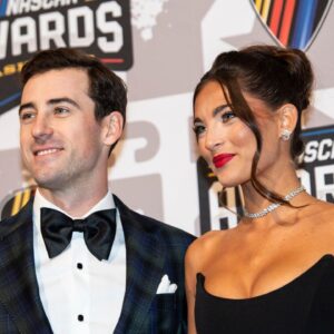 Ryan Blaney and Gianna Tulio poses on the red carpet for the 2023 NASCAR Awards Banquet at the Music City Center in Nashville, Tenn., Thursday, Nov. 30, 2023.