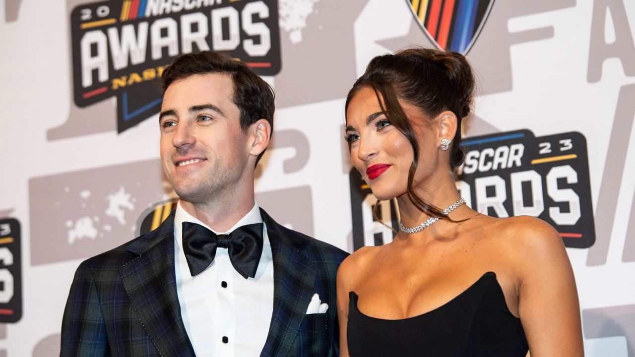 Ryan Blaney and Gianna Tulio poses on the red carpet for the 2023 NASCAR Awards Banquet at the Music City Center in Nashville, Tenn., Thursday, Nov. 30, 2023.