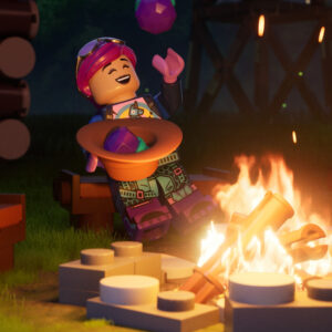 An image showing LEGO Fortnite character eating food