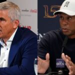 Tiger Woods and Jay Monahan