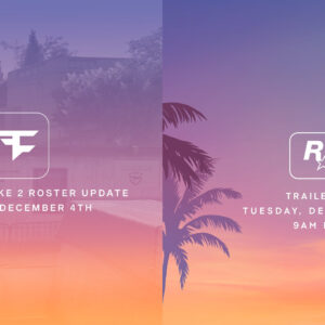 An image showing FaZe Clan CS2 teaser with Rockstar GTA6 teaser