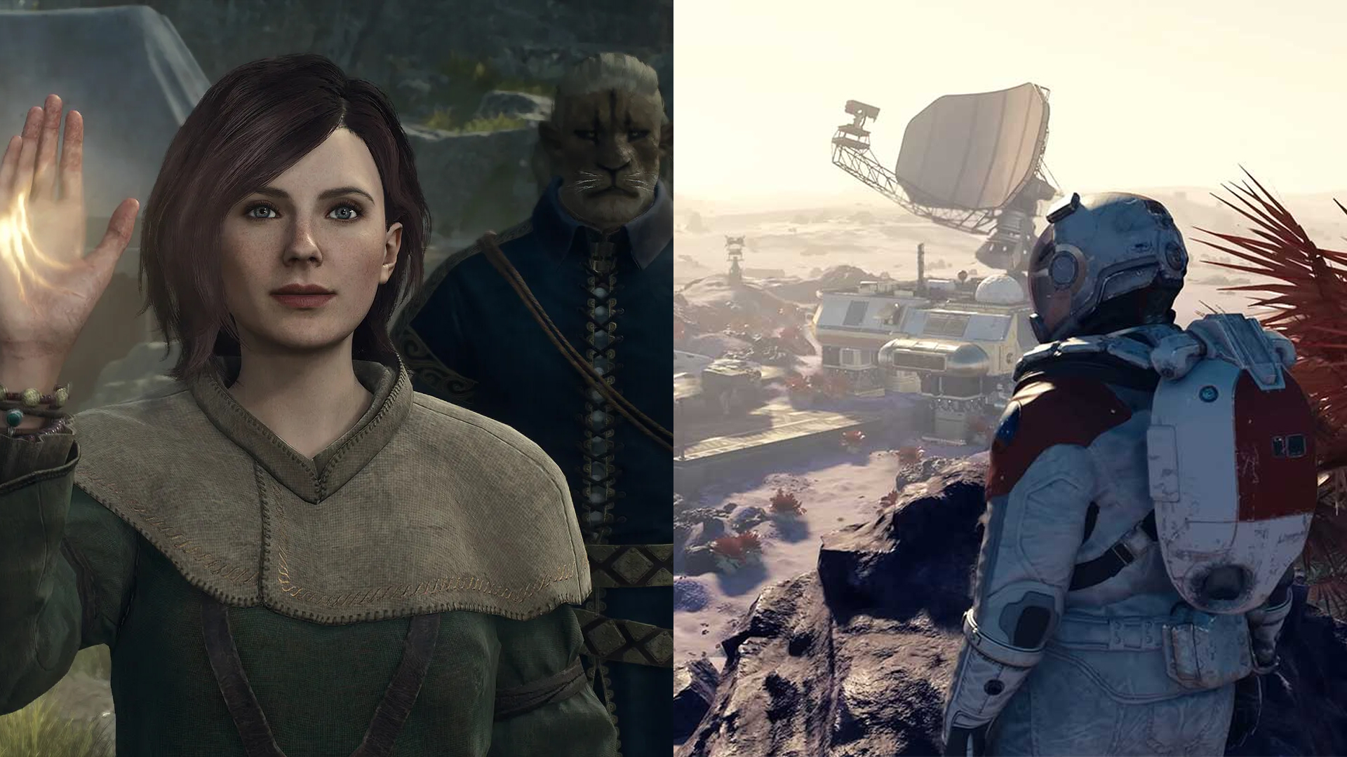 An image showing characters from Dragon's Dogma 2 and Starfield