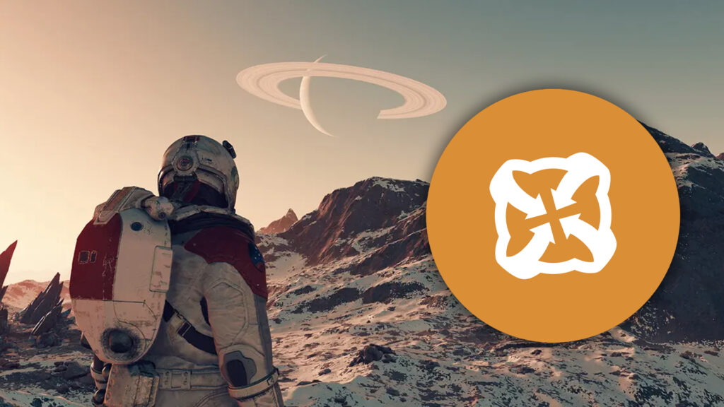 An image showing screenshot of Starfield with Nexus Mod logo