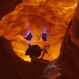 An image showing Obsidian in LEGO Fornite on Lava