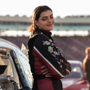 Toni Breidinger, driver of the 25 Hair Club Toyota, looks on before the ARCA Menards Series General Tire 150 on March 11, 2022 at Phoenix Raceway in Avondale, Arizona.