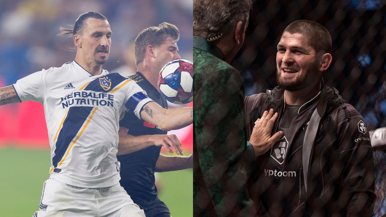 Real Madrid Superfan Khabib Nurmagomedov Shares a Moment With Zlatan Ibrahimović During AC Milan Game