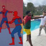 An illustration showing the Spider-Man meme from No Way Home alongside the one created by IShowSpeed, Adin Ross, and Kai Cenat