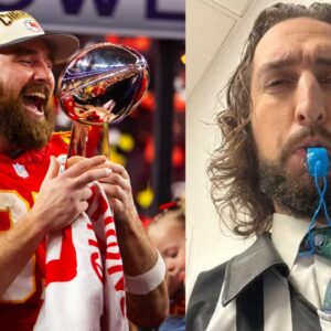 Visibly Intoxicated Travis Kelce Hugs Chiefs TV Cheerleader Nick Wright