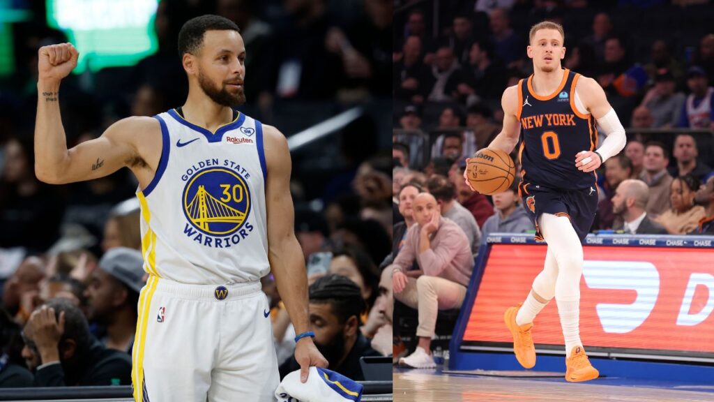 Stephen Curry (L) Donte DiVicenzo (R)