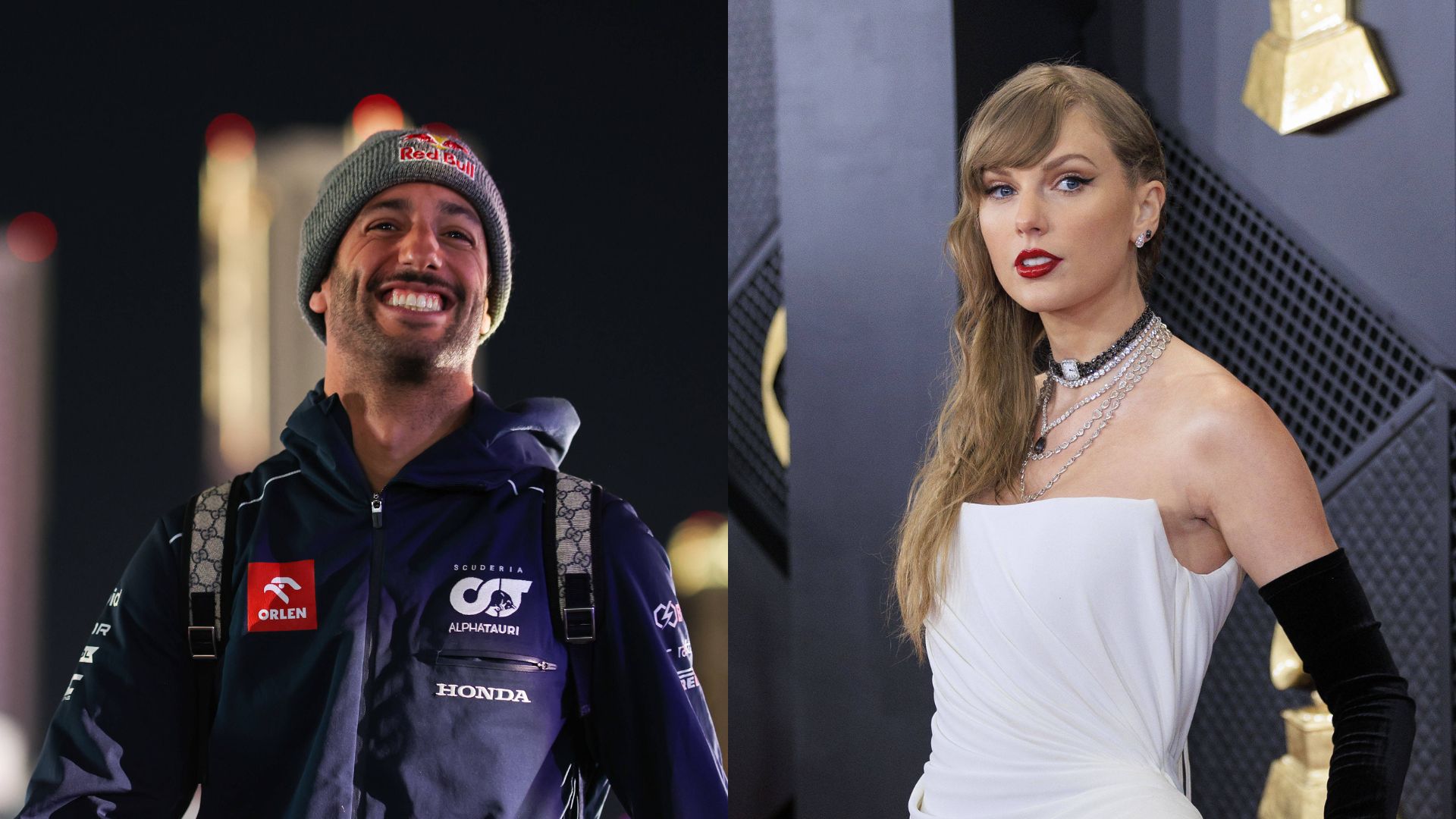 Daniel Ricciardo (L) and Taylor Swift (R)