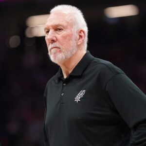 Greg Popovich mans the sidelines for the San Antonio Spurs
