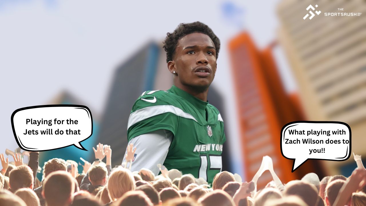 "What Zach Wilson Does to a Man": Garrett Wilson Poses While Dangerously Sitting on the Ledge of a Building & Fans Are Going Berserk