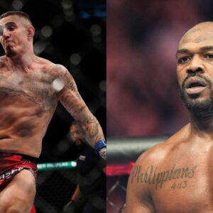 Tom Aspinall (L) Jon Jones (R)