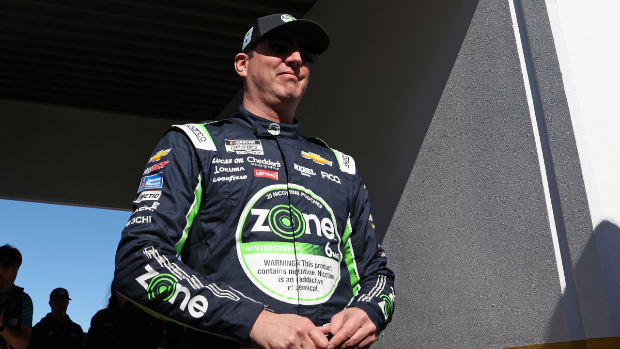 NASCAR Cup Series driver Kyle Busch (8) walks to the drivers meeting before the Daytona 500 at Daytona International Speedway.