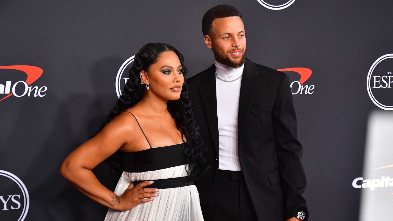 Credits: Jul 20, 2022; Los Angeles, CA, USA; Golden State Warriors player Stephen Curry and wife Ayesha Curry arrive at the Red Carpet for the 2022 ESPY at Dolby Theater.