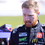 Tyler Reddick (No. 45) 23XI Racing Xfinity Mobile Toyota looks on during qualifying for the NASCAR, Motorsport, USA Cup Series Ambetter Health 400 on February 24, 2024 at the Atlanta Motor Speedway in Hampton, GA.