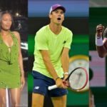 Tommy Paul and Frances Tiafoe girlfriends Paige Lorenze and Ayan Broomfield pose together sidelines of Miami open 2024