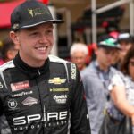 Connor Zilisch (7) heads to the starting line for the NASCAR Craftsman Truck Series Xpel 225 at the Circuit of the Americas on Saturday, March 23, 2024 in Austin.