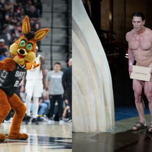 Spurs Mascot Hilariously Imitates John Cena’s Oscar Look During Contest vs Warriors