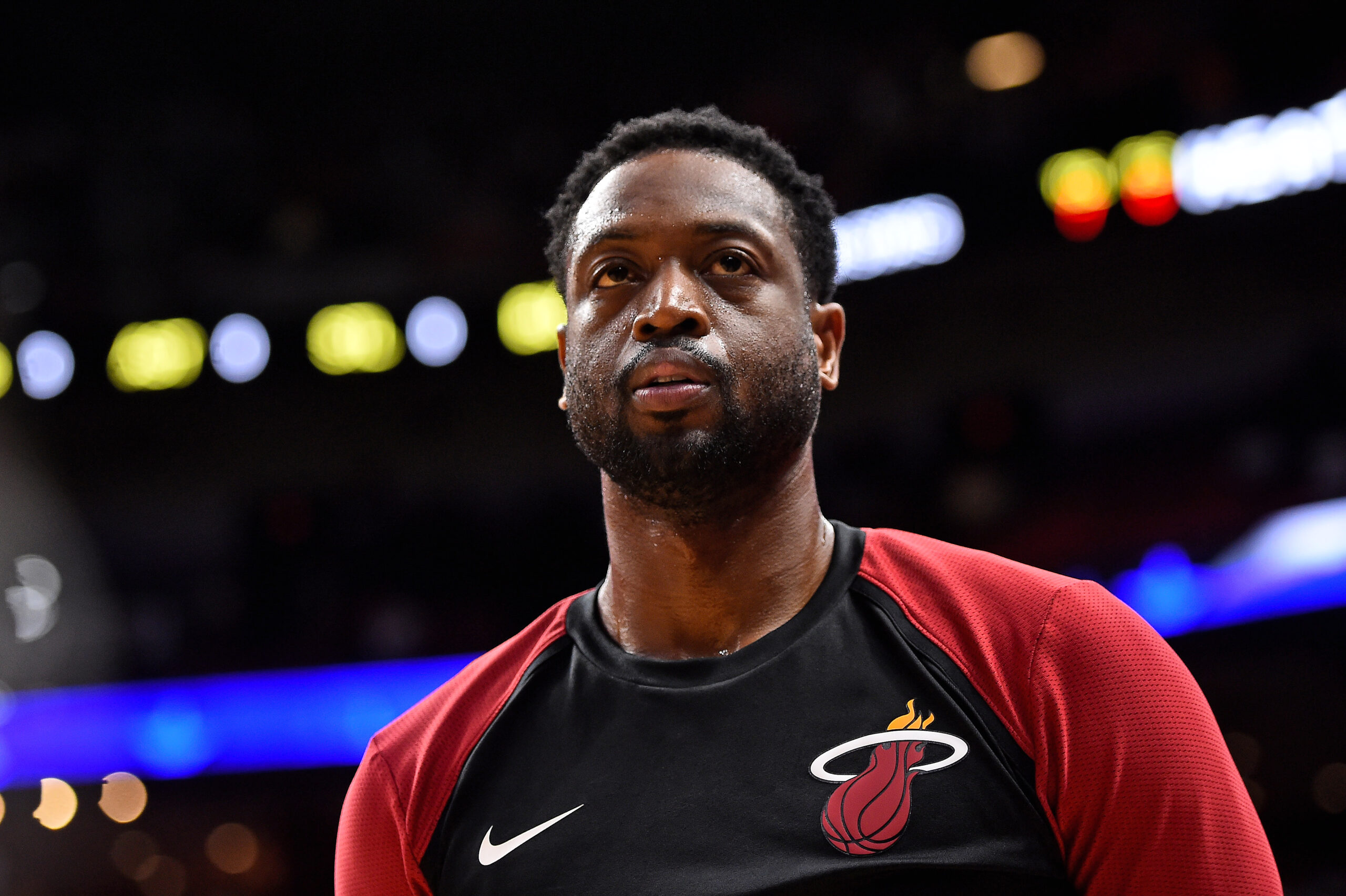 Nov 30, 2018; Miami, FL, USA; Miami Heat guard Dwyane Wade (3) prior to the game against the New Orleans Pelicans at American Airlines Arena. Mandatory Credit: Jasen Vinlove-USA TODAY Sports