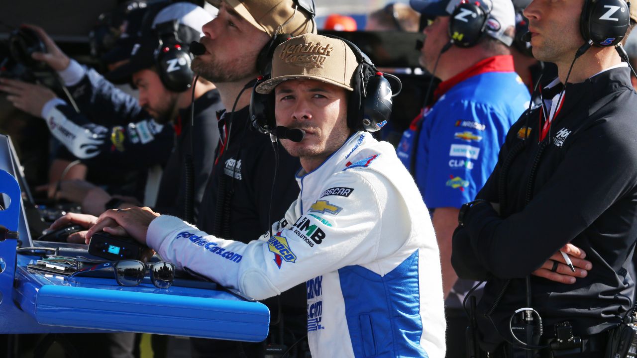 Apr 13, 2024; Fort Worth, Texas, USA; NASCAR Cup Series driver Kyle Larson (5) during practice for the NASCAR Cup Series AutoTrader EchoPark Automotive 400 at Texas Motor Speedway. Mandatory Credit: Michael C. Johnson-USA TODAY Sports