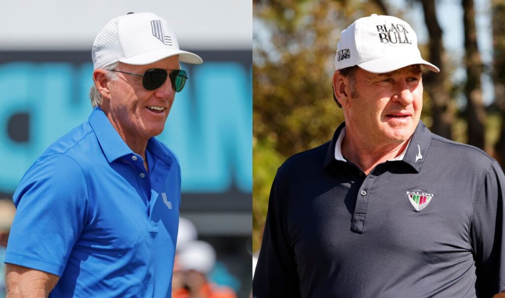 Greg Norman and Sir Nick Faldo