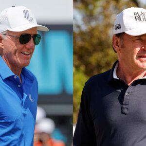 Greg Norman and Sir Nick Faldo