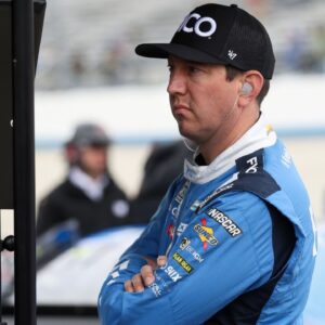 Apr 27, 2024; Dover, Delaware, USA; NASCAR Cup Series driver Kyle Busch looks at a computer on pit road during practice and qualifying for the Wurth 400 at Dover Motor Speedway. Mandatory Credit: Matthew O'Haren-USA TODAY Sports