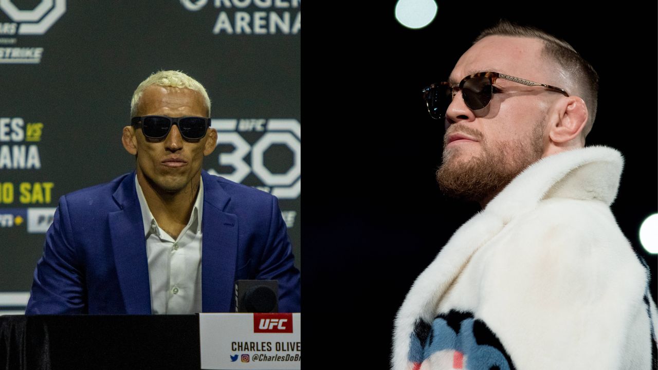 Charles Oliveira (L) and Conor McGregor (R)
