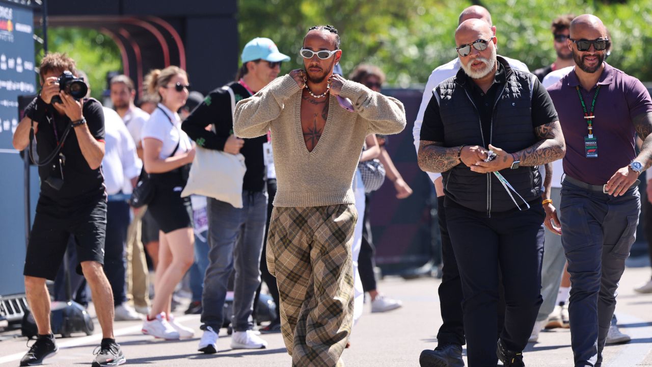 Lewis Hamilton Graces Imola GP Track Wearing Accessories Worth $14,910 Along With Prada’s Latest SS24 Collection