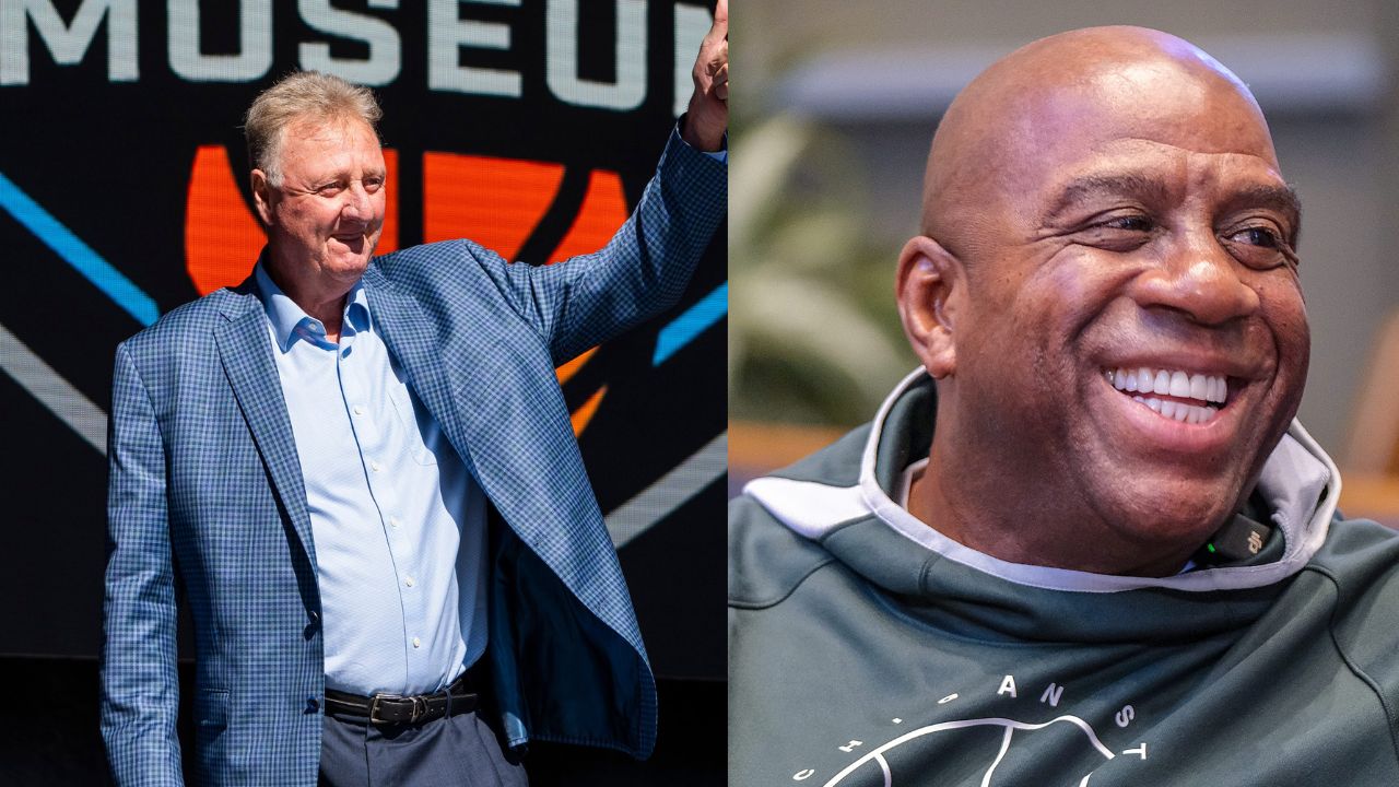Magic Johnson Gifted Larry Bird a Piece of Forum Floor Signed By Jerry West and Other Lakers Legends in 1993