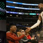 Kevin Garnett, Stephen Jackson, Bronny James and LeBron James