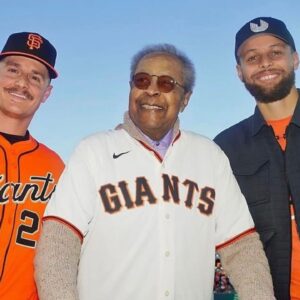 Stephen Curry Shares Stage With Civil Rights Activist Clarence B. Jones While Throwing His First Pitch at Giants Vs Yankees Game
