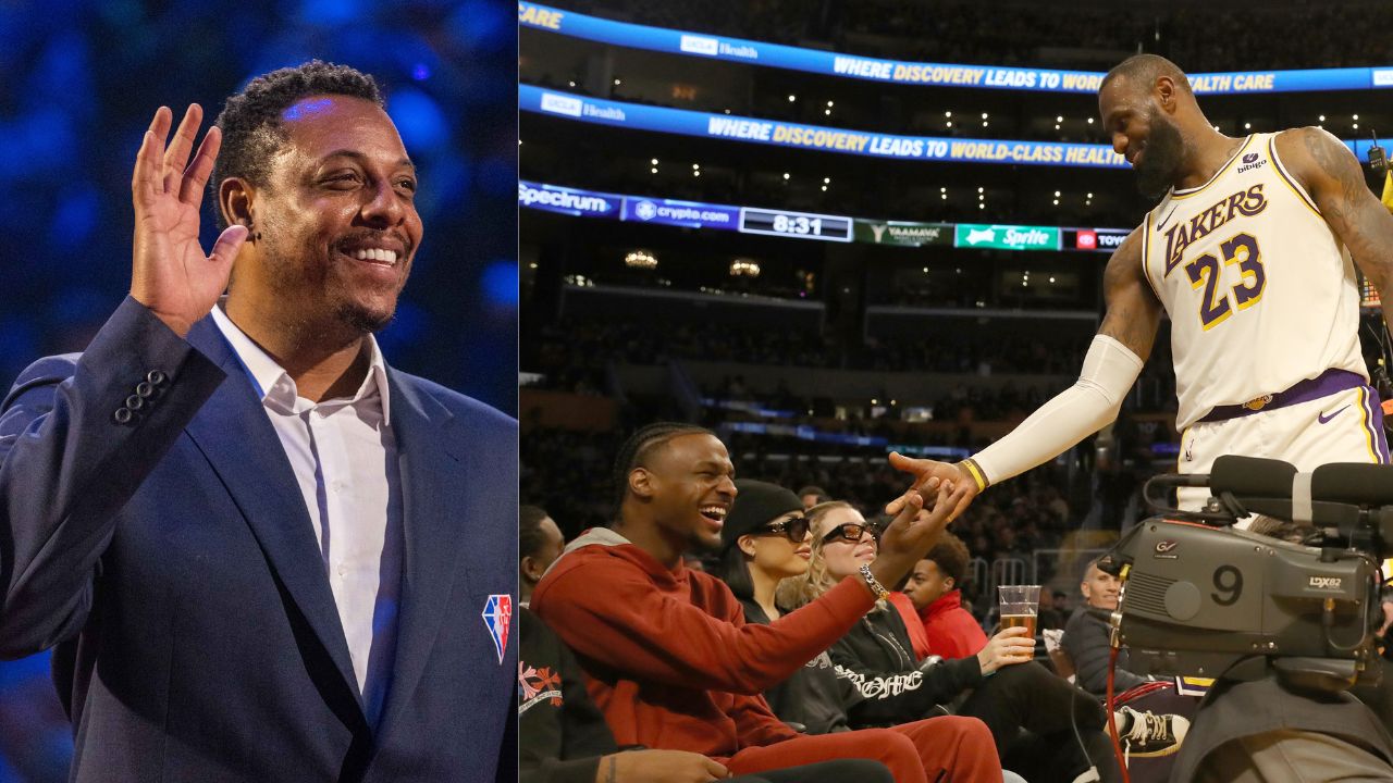 Paul Pierce, LeBron James and Bronny James