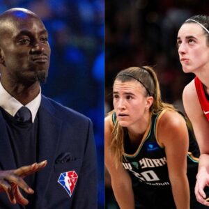 Kevin Garnett, Sabrina Ionescu and Caitlin Clark