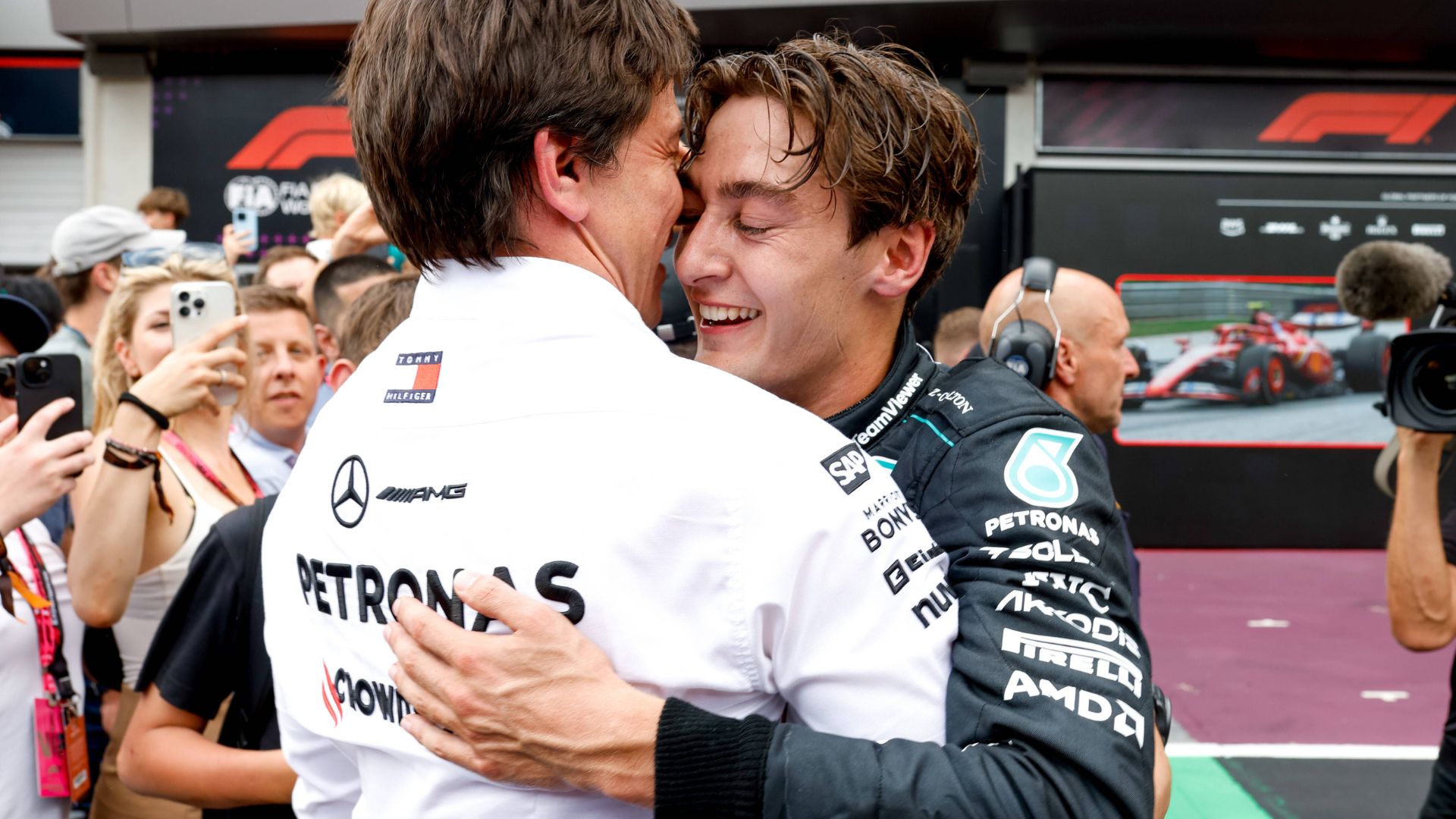 Toto Wolff Flaunts His Own Edition of $78,500 IWC Watch as He Celebrates George Russell's Victory