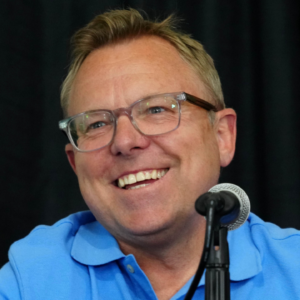 Jun 20, 2024; Eugene, OR, USA; Leigh Diffey during US Olympic Team Trials press conference at Hayward Field. Mandatory Credit: Kirby Lee-USA TODAY Sports