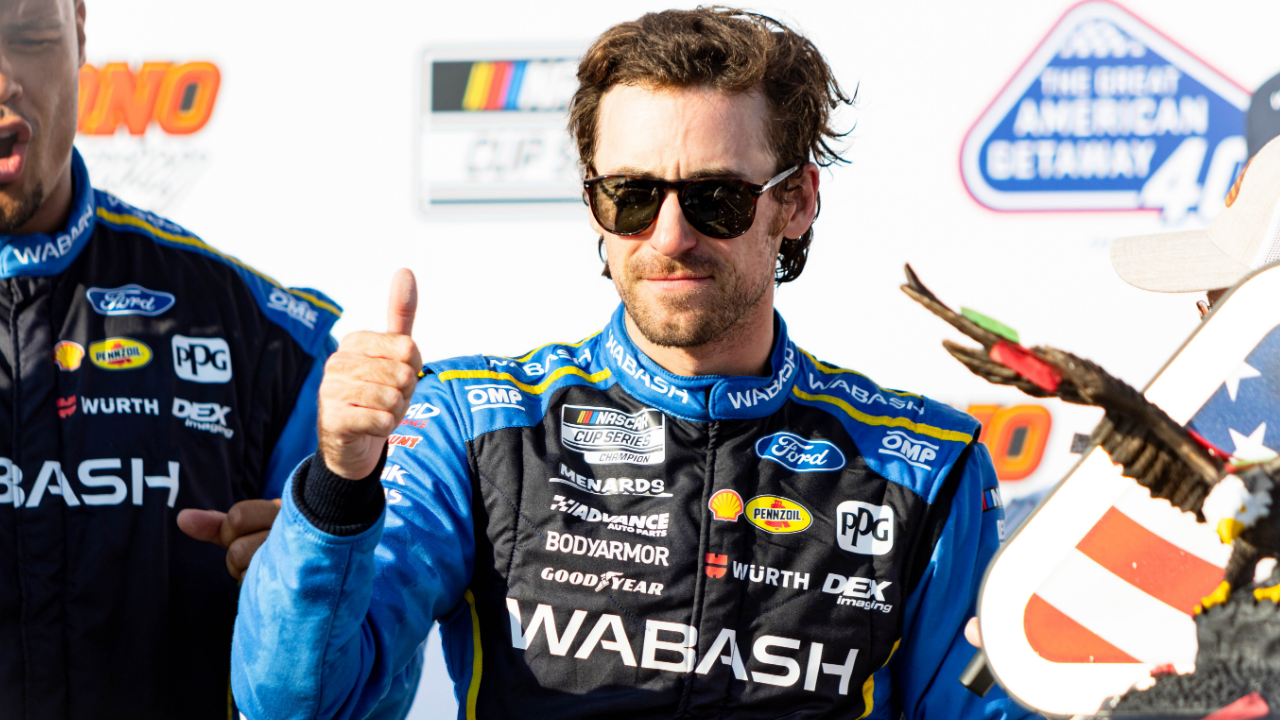 Team Penske's Ryan Blaney (12) picked up his second win of the 2024 NASCAR Cup Series in Sunday's The Great American Getaway 400 at the Pocono Raceway on July 14, 2024.