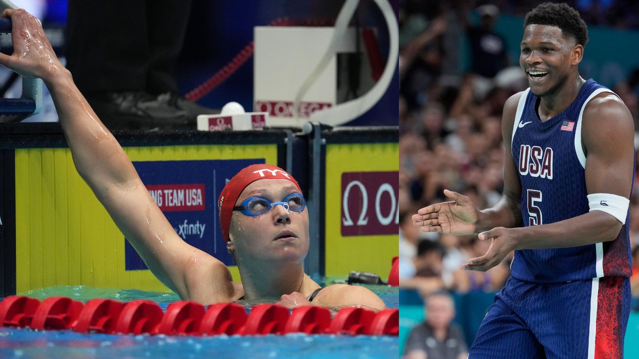 Anthony Edwards Challenges USA Swimmer Phoebe Bacon To A 20-Meter Race