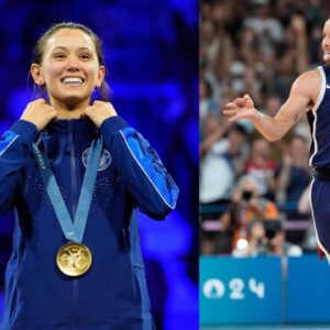 Gold Medalist Fencer Lee Kiefer Gleefully Exchanged Team USA Pins With Stephen Curry During Olympics Opening Ceremony