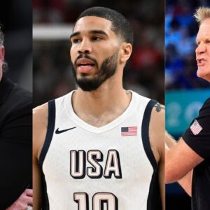 Wyc Grousbeck, Jayson Tatum, and Steve Kerr