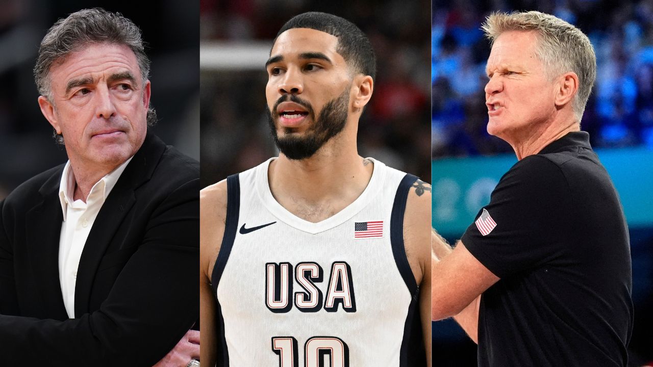 Wyc Grousbeck, Jayson Tatum, and Steve Kerr