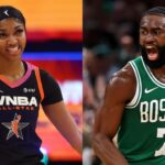 Angel Reese and Jaylen Brown