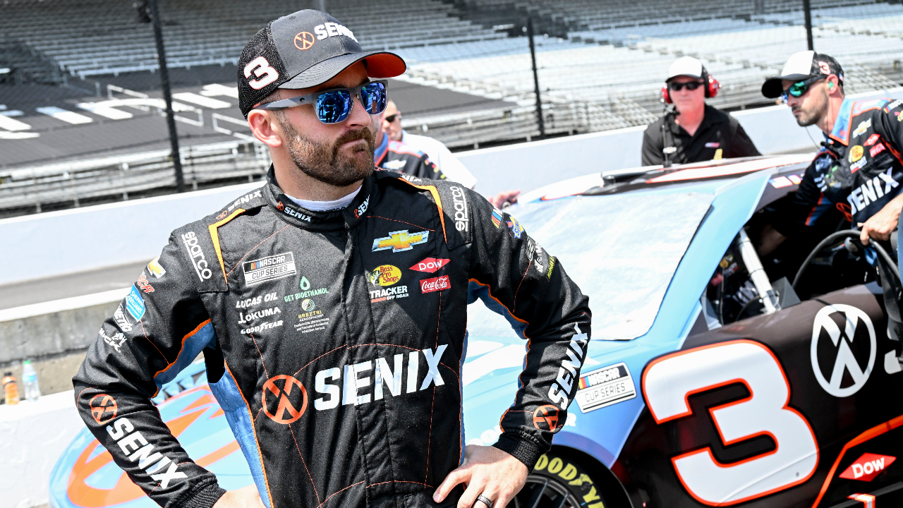 NASCAR Cup Series driver Austin Dillon (3) stands by his car during qualifying for the Brickyard 400, Saturday, July 20, 2024, at Indianapolis Motor Speedway. © Kristin Enzor/For IndyStar / USA TODAY NETWORK