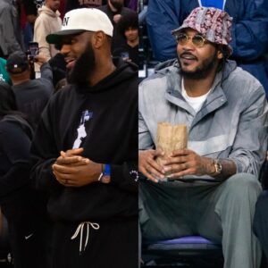 Bronny James, LeBron James, Carmelo Anthony and Kiyan Anthony